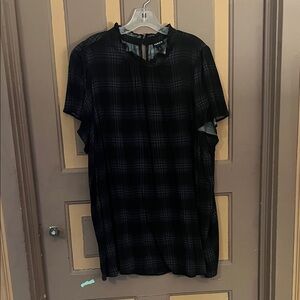 Torrid Black Plaid Short Sleeve Blouse